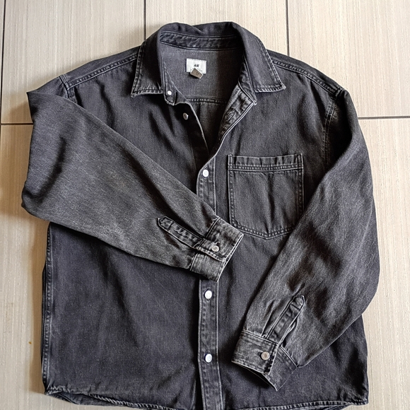 H&M Black Denim Shirt Jacket - Picture 5 of 7
